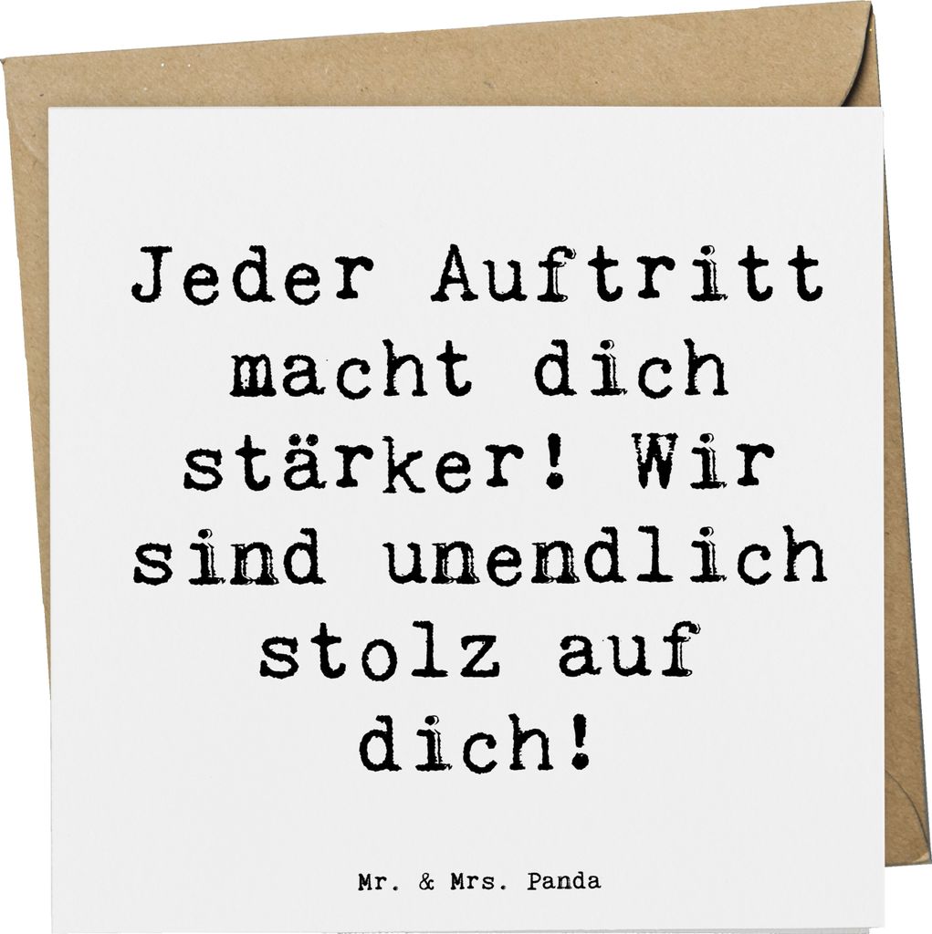 Mr. & Mrs. Panda Grußkarte Spruch Vokale musikalische Auftritte meistern - Weiß - Geschenk, faltkarte, Mut, Bühne, Motivation, Glückwunschkarte...