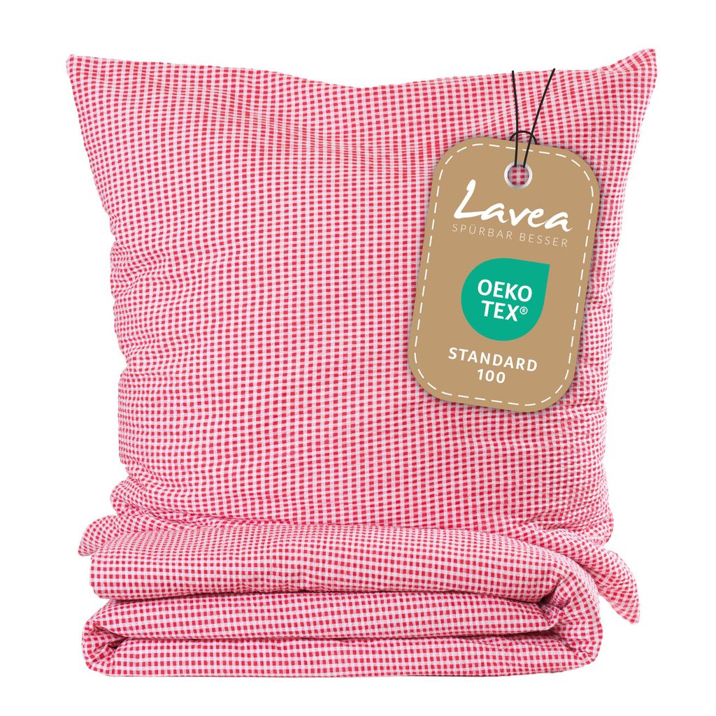 Seersucker Bettwäsche Karo, Landhaus Rot, 100% Baumwolle, Produktbild 