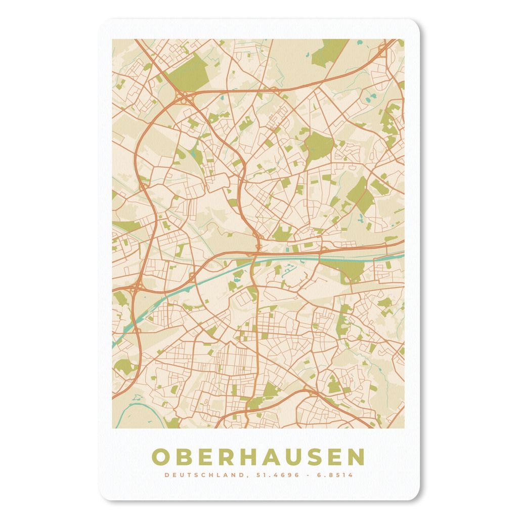 MuchoWow Mauspad Mousepad Stadtplan - Oberhausen - Stadtplan - Vintage 40x60 cm - Mousepads - Maus Mat - Pad - Mausunterlage - Schreibtisch Acces...