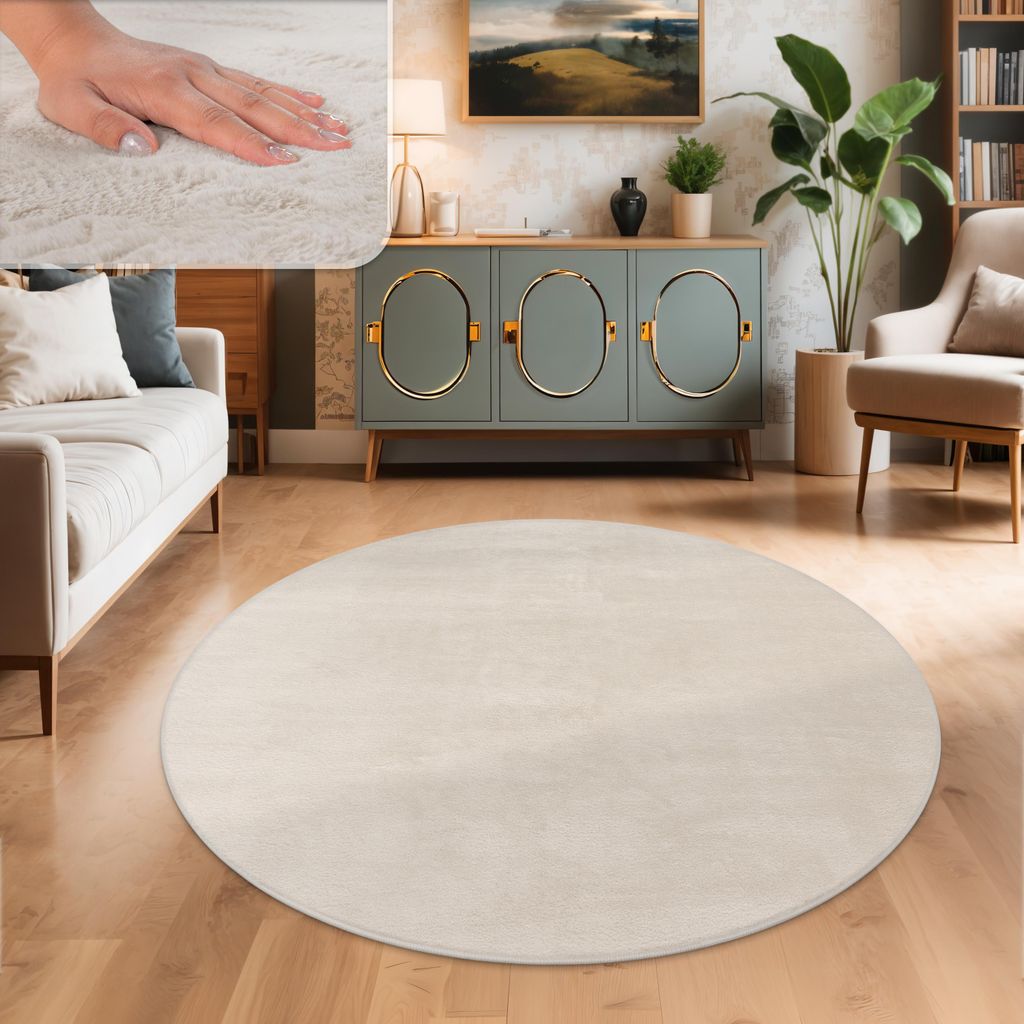Teppich Wohnzimmer Kunstfell Plüsch Hochflor Shaggy Weich Produktbild 