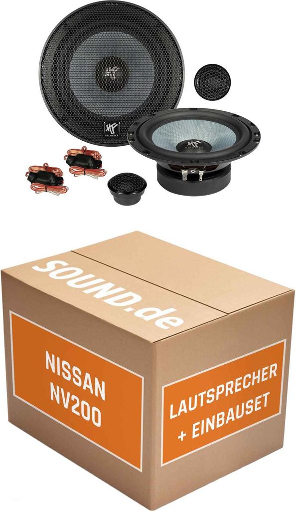 Lautsprecher Boxen Einbaupaket vorne Hifonics ZS6.2E passend für Nissan NV200 | 2x Tief-Mitteltöner 2x Hochtöner