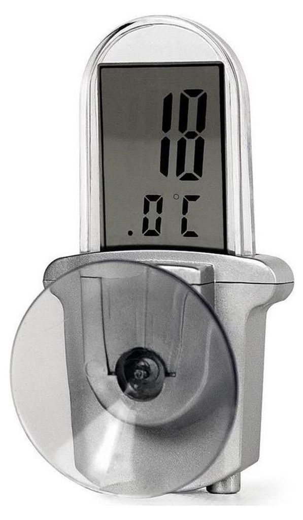 A digital thermometer with a suction cup.