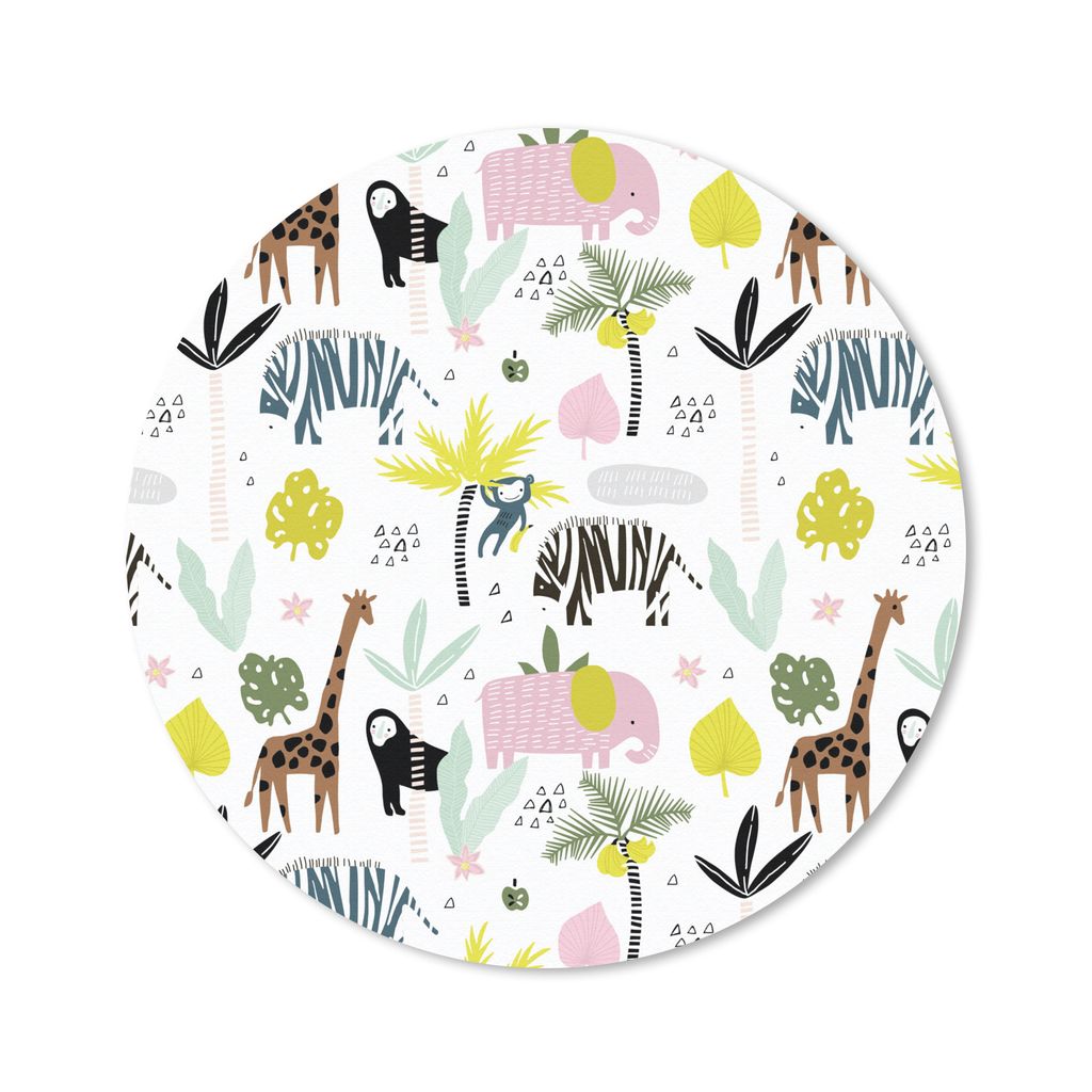 MuchoWow Mauspad Mousepad Dschungel - Elefant - Affe 50x50 cm - Mousepads - Maus Mat - Pad - Mausunterlage - Vinyl