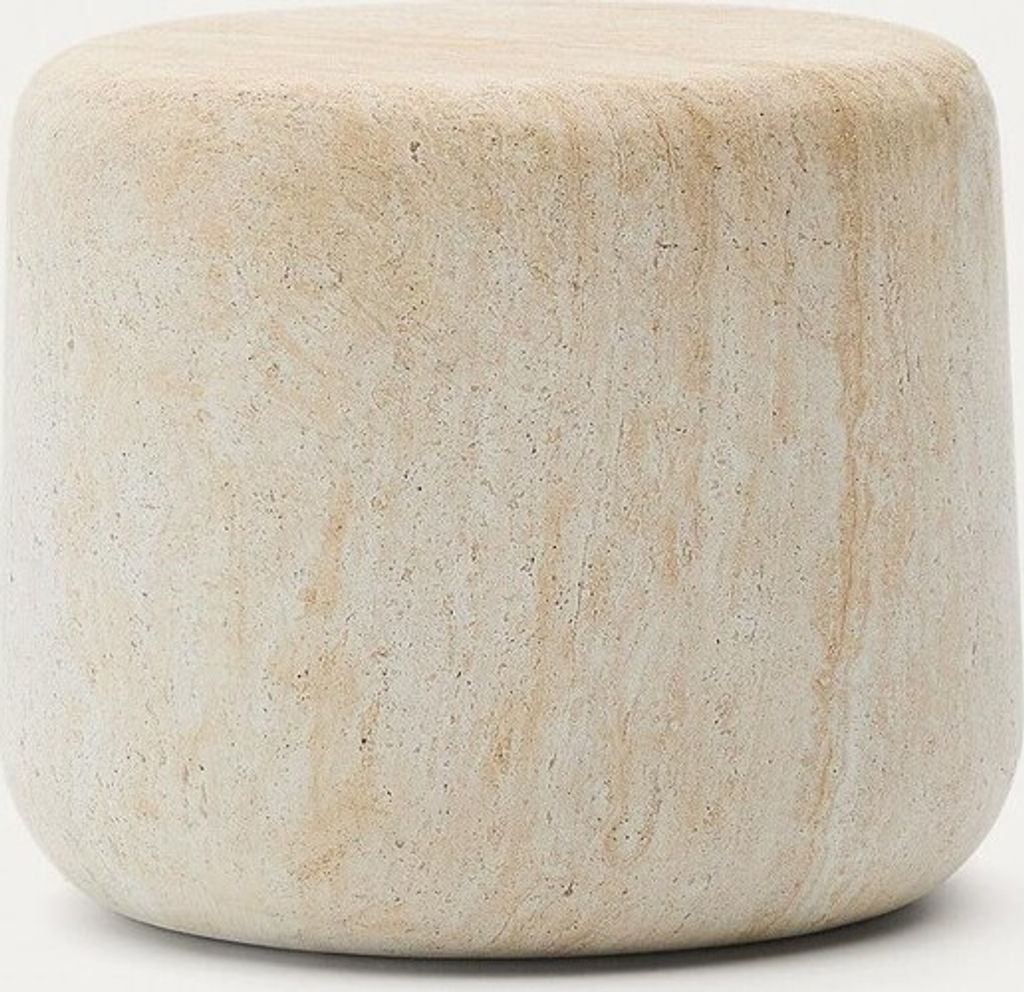 Beistelltisch Drasi 60 x 60 x 51 cm Zement Glasfaser Travertinoptik