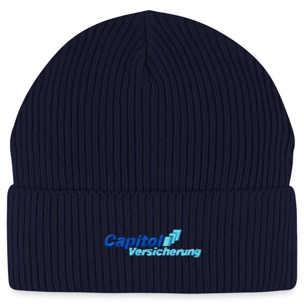 Spreadshirt Stromberg Gesticktes Logo Der Capitol Versicherung Fisherman Beanie Bio Mütze, One size, Navy