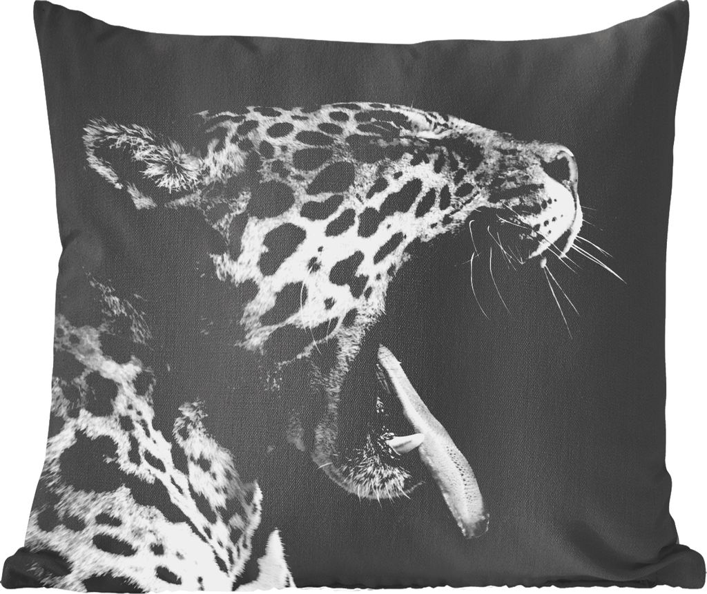 MuchoWow Zierkissen Sofakissen Wohnzimmer Dekokissen 45x45 cm Jaguar - Tier - Schwarz - Weiß - Schlafpolster - Polster für das Sofa