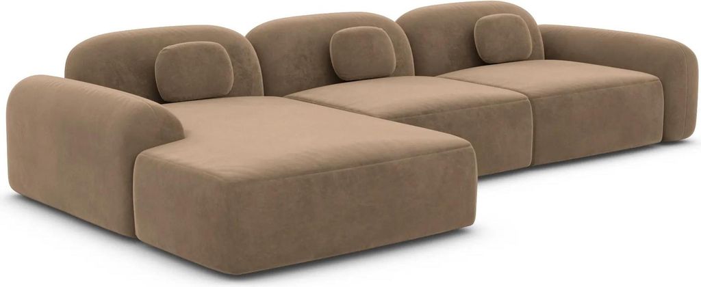 Samtstoff L-Form Sofa Nuvia Braun Links
