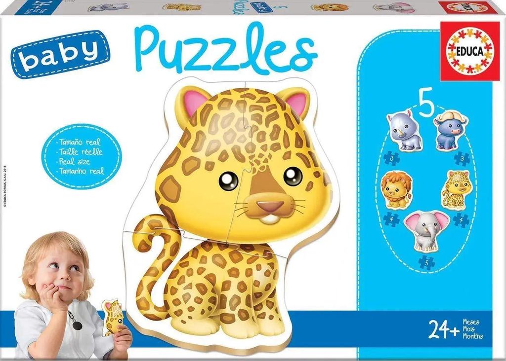 EDUCA Baby Puzzle Wildtiere 5in1 (3-5 Teile)