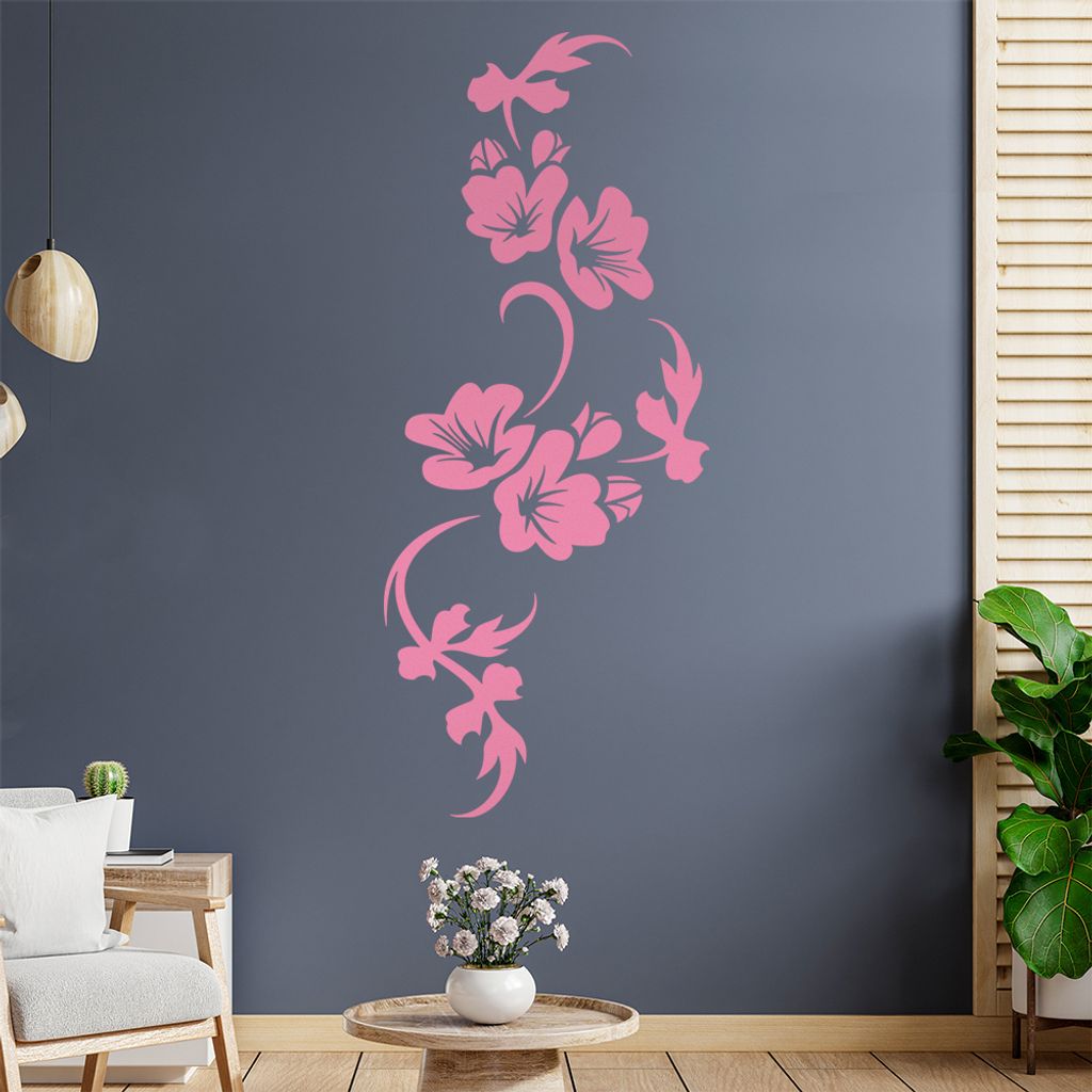 Blumen - Linien Wandtattoo in 6 Größen - Wandaufkleber Wall Sticker - Dekoration, Küche, Wohnzimmer, Schlafzimmer, Badezimmer