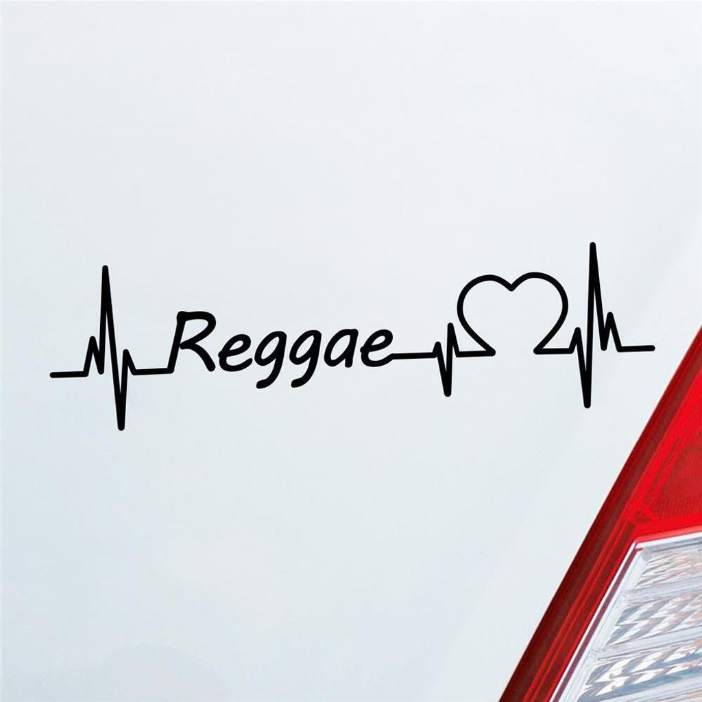 Auto Aufkleber Reggae Puls Herzschlag 19x5,5 cm Schwarz Matt Sticker Heckscheibenaufkleber