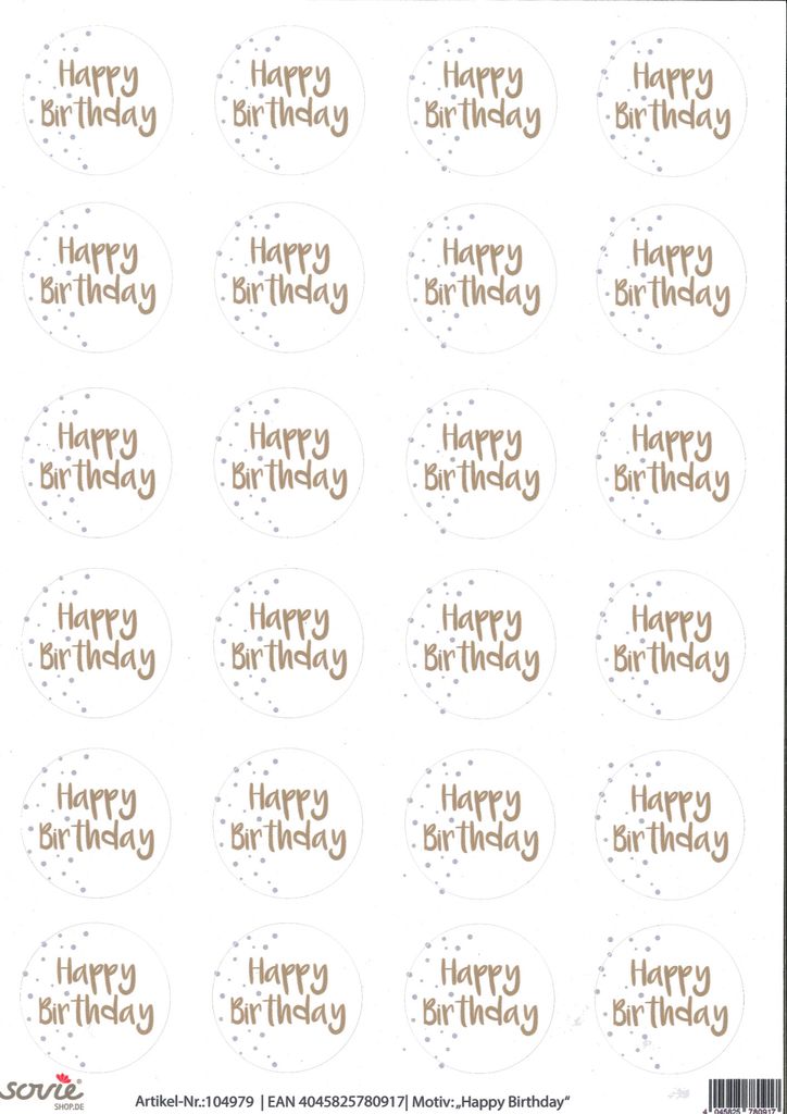Sticker Aufkleber Design "Happy Birthday", 4cm, 24 Stück Produktbild 