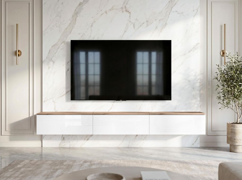 AX LIVING Barvo 3x100 TV Kommode Lowboard Braun/Weiß Produktbild 