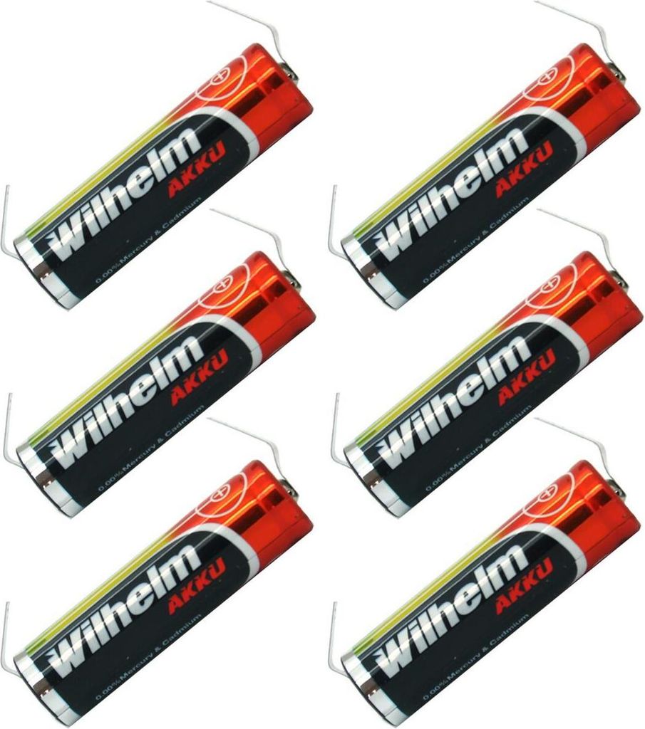 6 x Lithium Ionen Akku Wilhelm 3,7 V LÖTFAHNE U Form 800 mAh Typ 14500 Li Ion AA