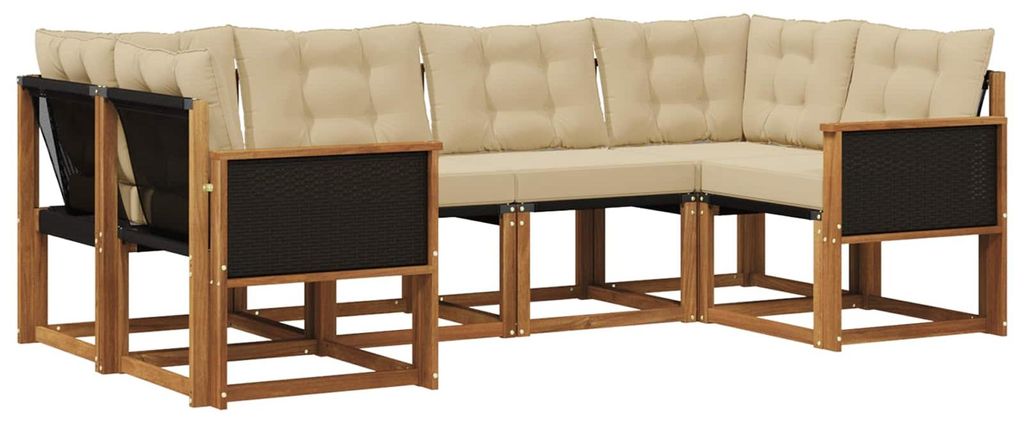 vidaXL Outdoor-Sofagarnitur mit Kissen 6 pcs Natur und Beige