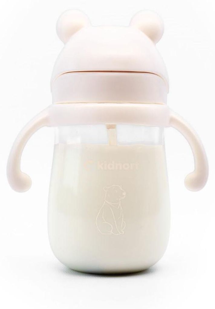 Kidnort Bringebaer Becher mit Strohhalm, 240 ml, beige