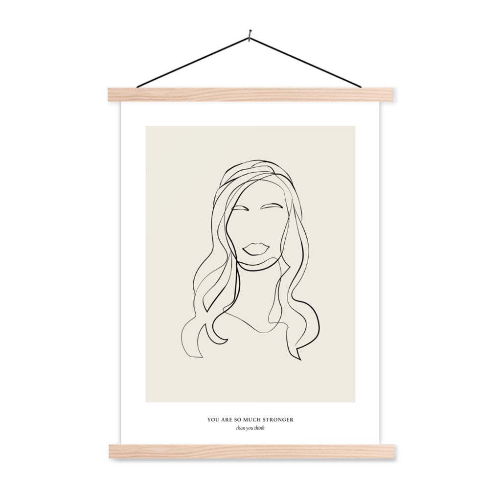 MuchoWow Textilposter Frauen - Zitate - Strichzeichnungen - Text 40x53 cm mit holzfarbenen Rahmen - Schlafzimmer