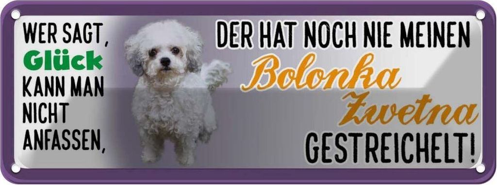 vianmo Blechschild 10x27 cm nie Bolonka Zwetna Hund gestreichelt Tier Haustier