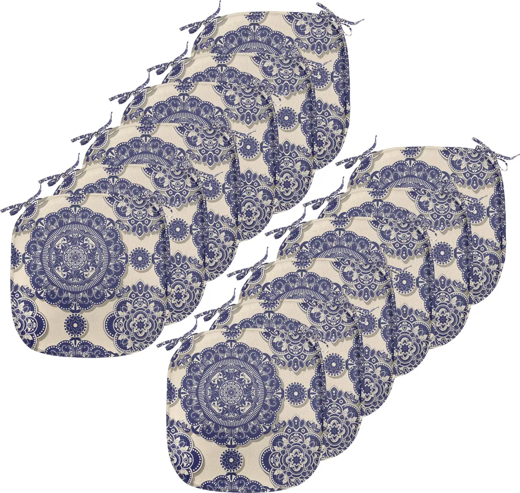 Stock 12 Cuscini Sedia Professionali 40x40 - Mandala Navy Waterproof