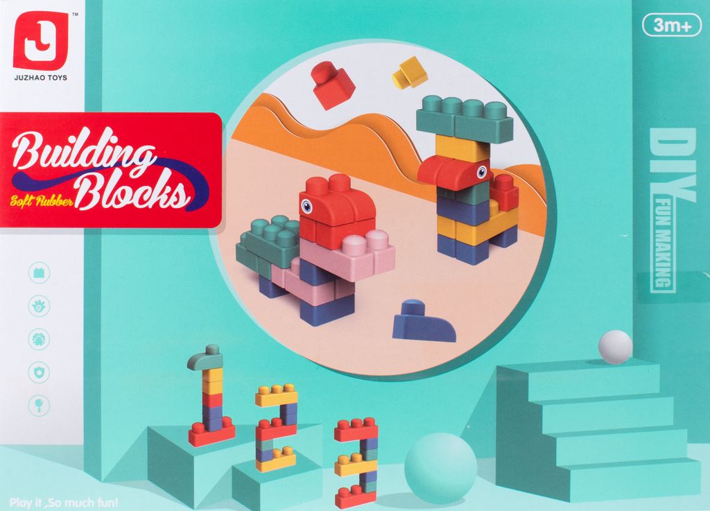Motorikspielzeug | Bauklötze | Bausteine | Soft Rubber Blocks | 45-teilig | ab 3 Monate