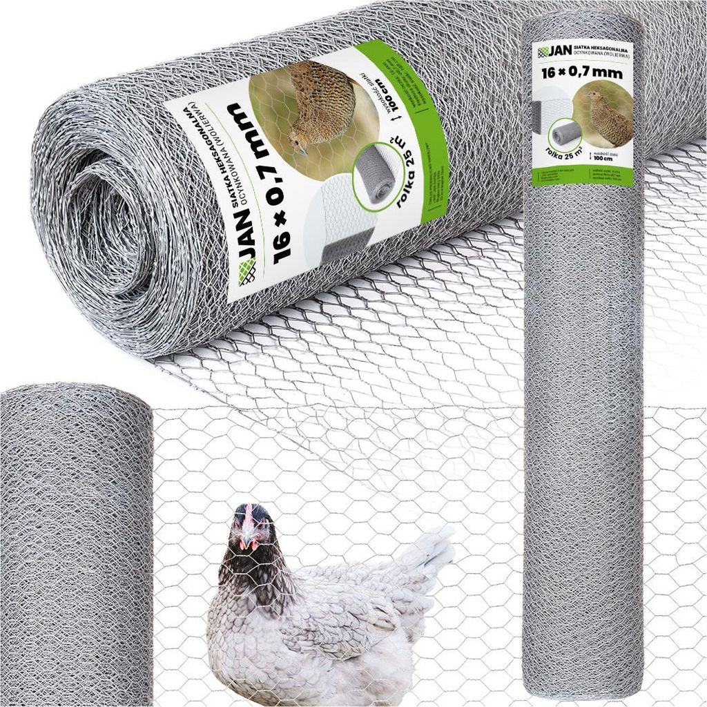 Volierendraht - 100 Cm Höhe - 16 X 0,7 Mm Maschen - 25 M² Fläche - verzinkt