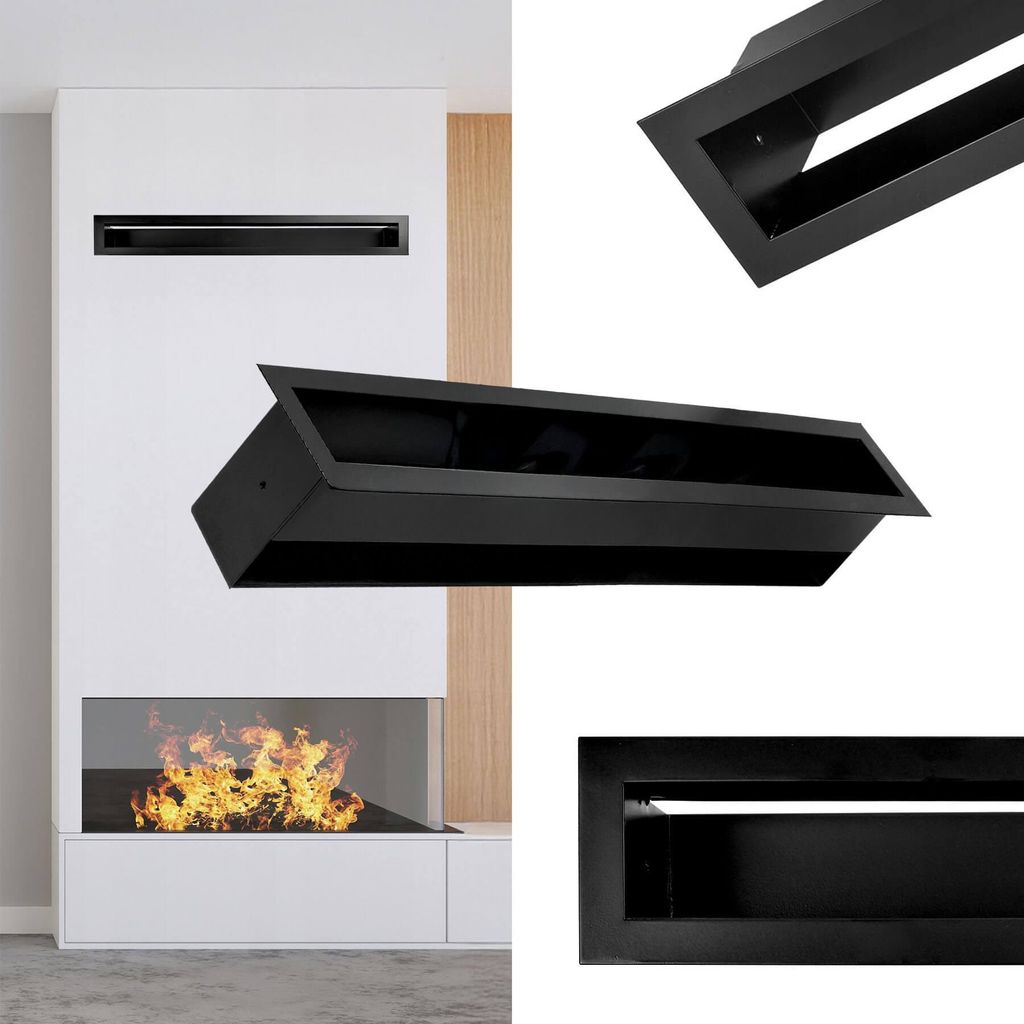 Kaminrost 10 x 50 cm, gerade, LUFT, schwarz, Kaminlüftung Produktbild 