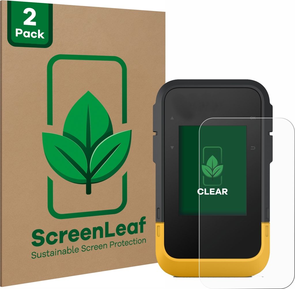 2x ScreenLeaf Schutzfolie für Garmin eTrex SE nachhaltiger Displayschutz Display Schutz Folie Klar Transparent