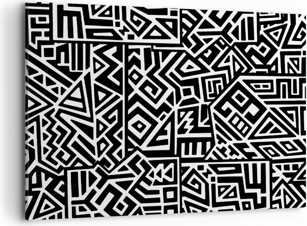 Bild auf Leinwand - Leinwandbild - Einteilig - Op-Art. Schwarz Weiß - 100x70cm - Wand Bild - Wanddeko - Wandbilder - Leinwanddruck - Bilder - Wand...