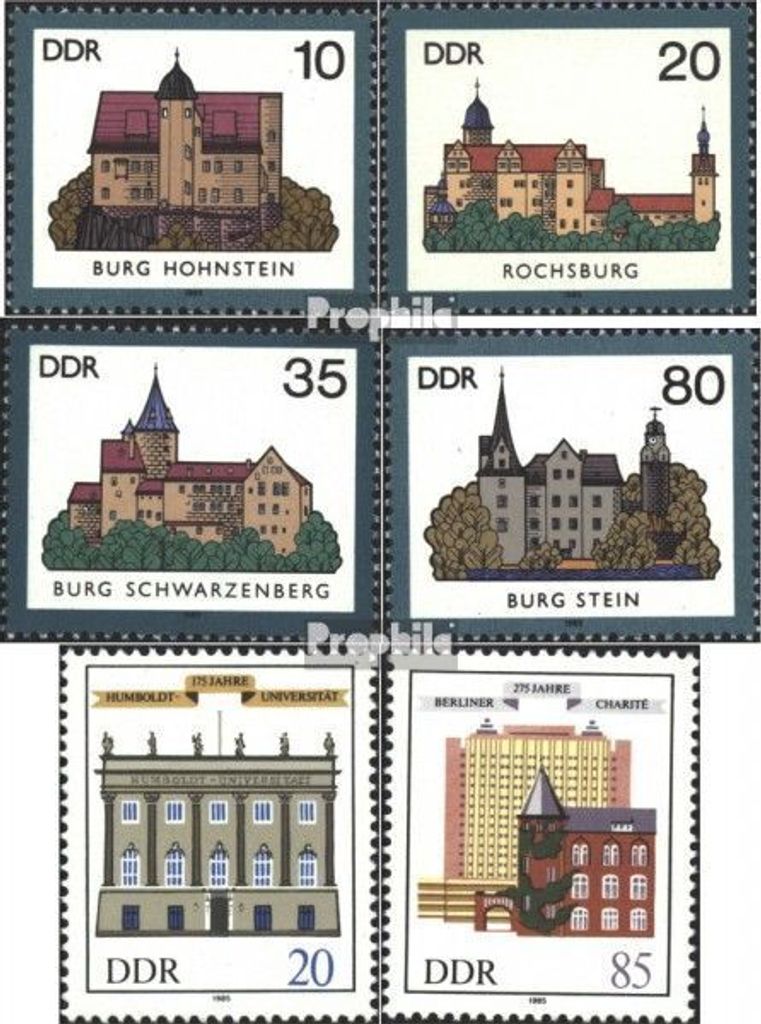 Briefmarken DDR 1985 Mi 2976-2979,2980-2981 (kompl.Ausg.) gestempelt Burgen (II)