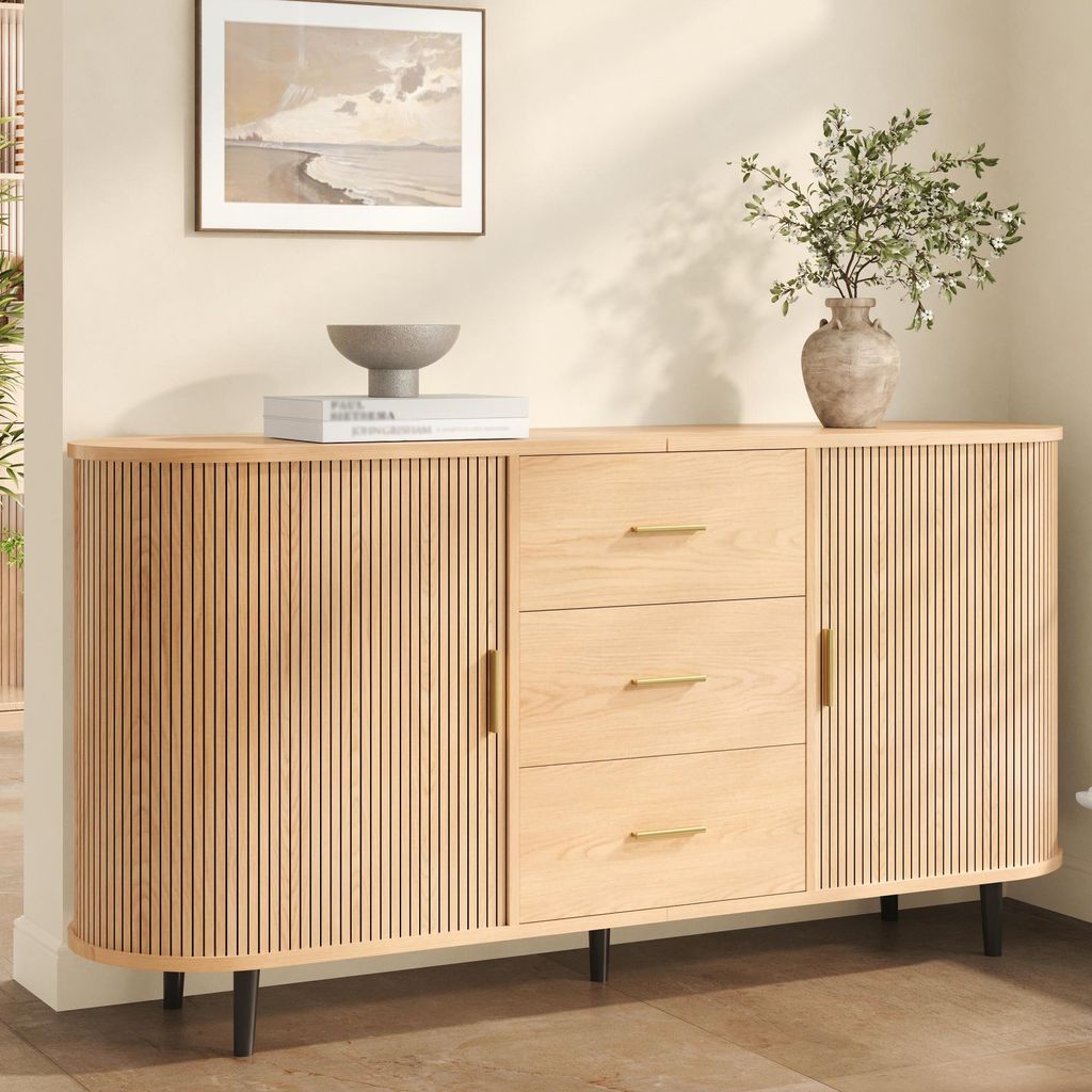 Merax Sideboard mit 3 Schubladen und Schiebetüren, Kommode Produktbild 