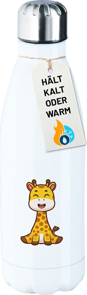 Huuraa Trinkflasche Giraffe Comic 500ml White Edelstahl Wasserflasche Trinkflasche Geschenkidee