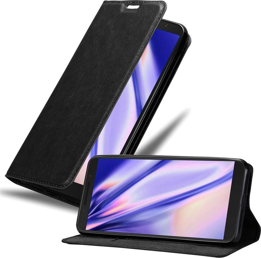 Cadorabo Hülle für Alcatel 3L 2019 Schutz Hülle in Schwarz Handyhülle Etui Case Cover Magnetverschluss