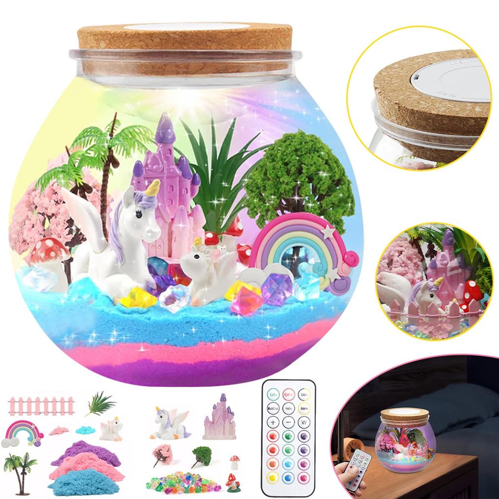 Einhorn‑Terrarium‑Set mit LED‑Nachtlicht, DIY‑Dekoset mit Produktbild 