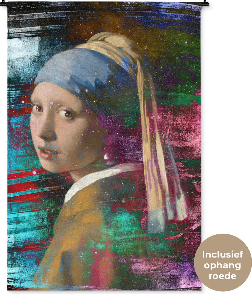 MuchoWow Wandteppich Wandbehang Das Mädchen mit dem Perlenohrring - Johannes Vermeer - Farben 120x180 cm Tapisserie Dekoration Wandtuch - Schlaf...