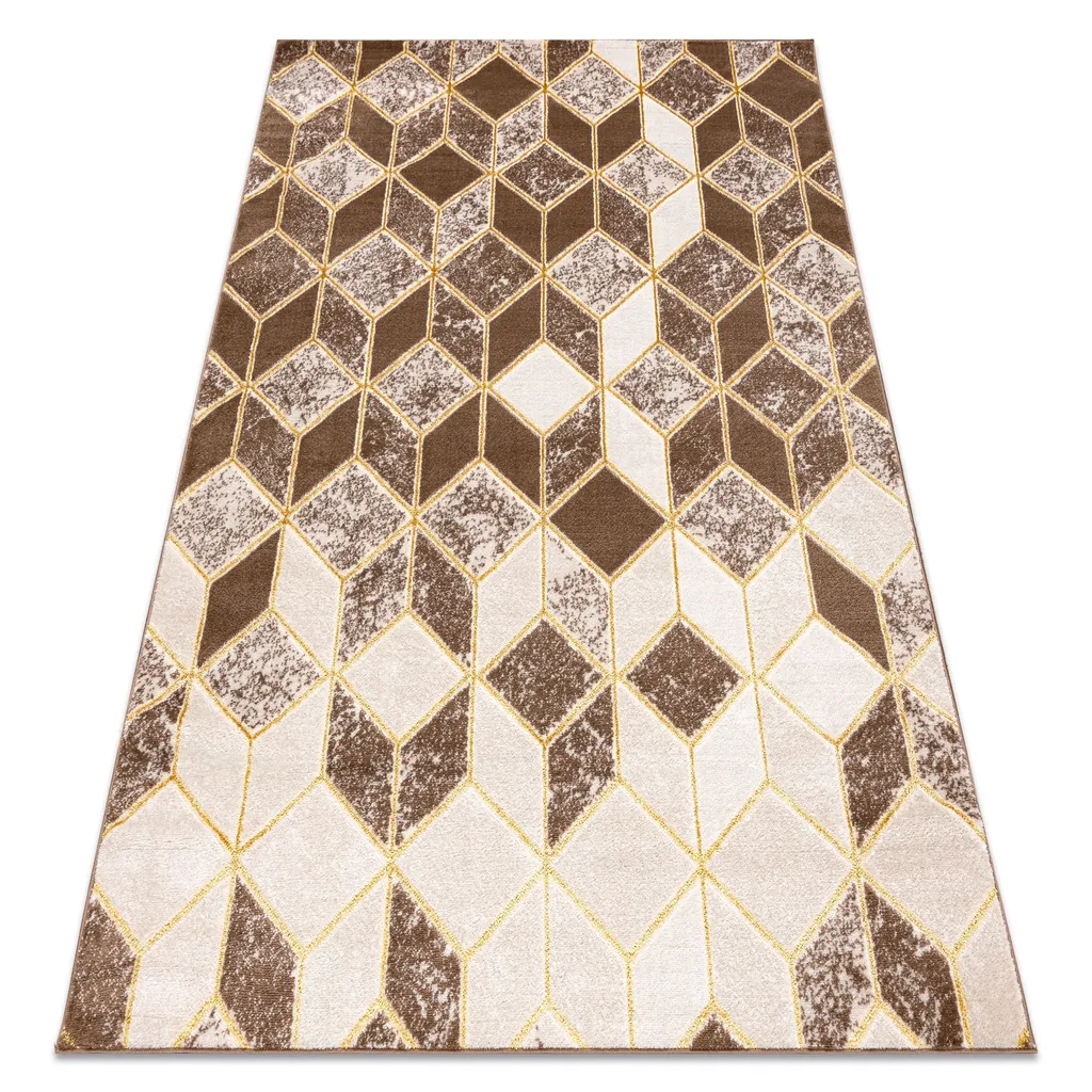 Tapis de salon géométrique 3D beige foncé MEFE B400 relief 160x220 cm