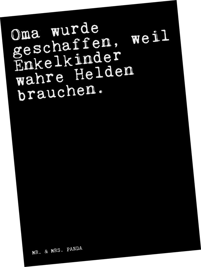 Mr. & Mrs. Panda Grußkarte Oma wurde geschaffen, weil... - Schwarz - Geschenk, Großeltern, Beste der Welt, Ansichtskarte, Ansichtskarten, Sprüch...