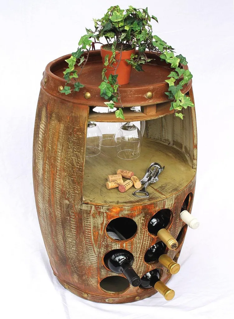Range-bouteilles stable tonneau en bois marron pour protéger vos vins - 2