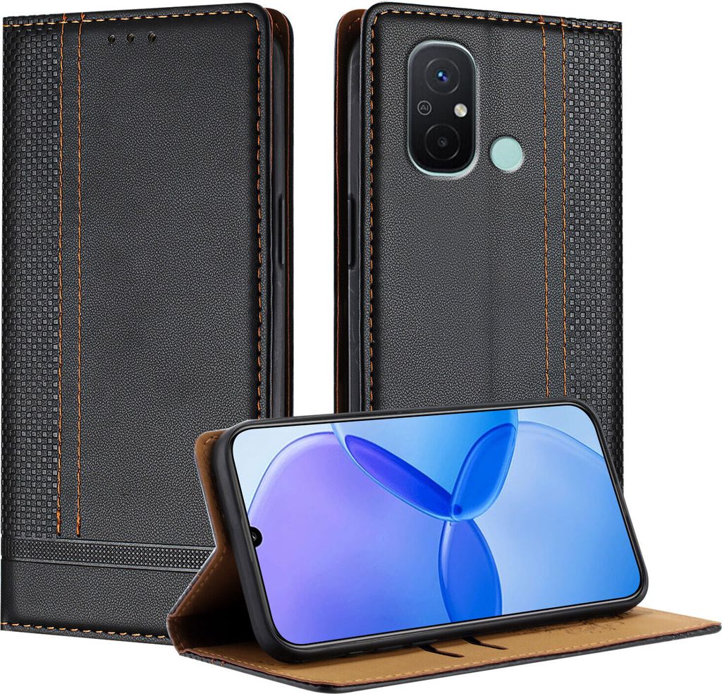 Handyhülle für Xiaomi Redmi 12C /Redmi 11A Leder Flip Klappbare Schutzhülle mit Standfunktion Schwarz