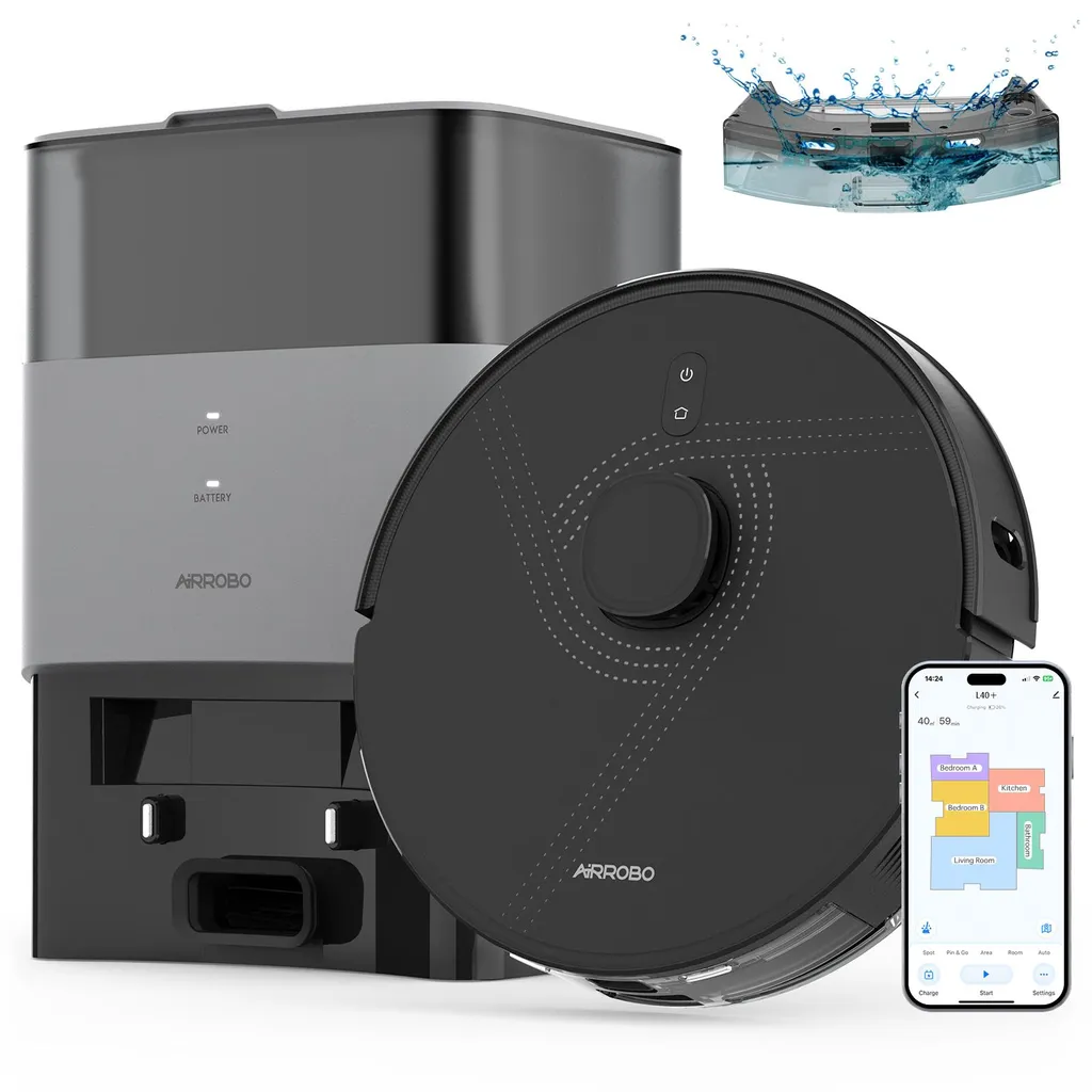 Robot Aspirateur et Laveur Autonome AIRROBO L40+ avec Base de Charge