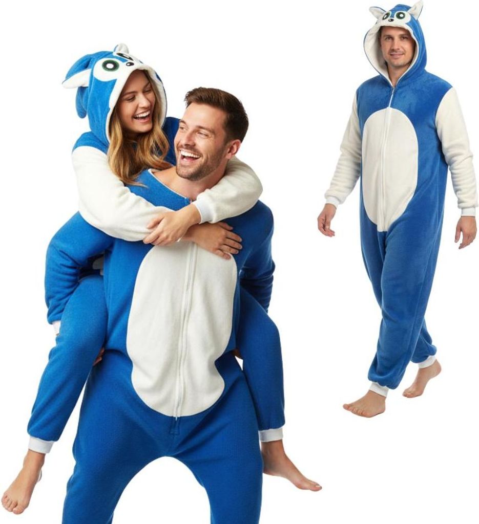 Onesie Kigurumi Pyjamas Sonic Verkleidung Kostüm XL: 175 - 185cm
