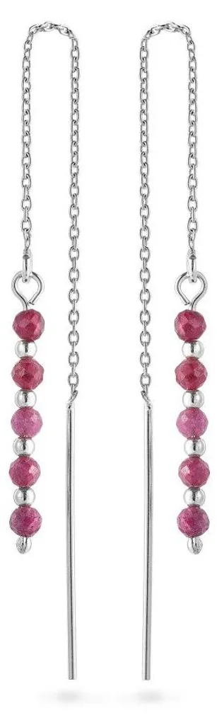 Puces d'oreilles argent et rubis rouge - Accessoires Femme Chic