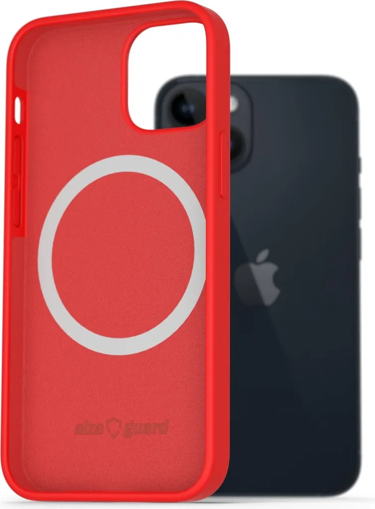 Coque AlzaGuard Silicone pour iPhone 14 rouge compatible avec MagSafe