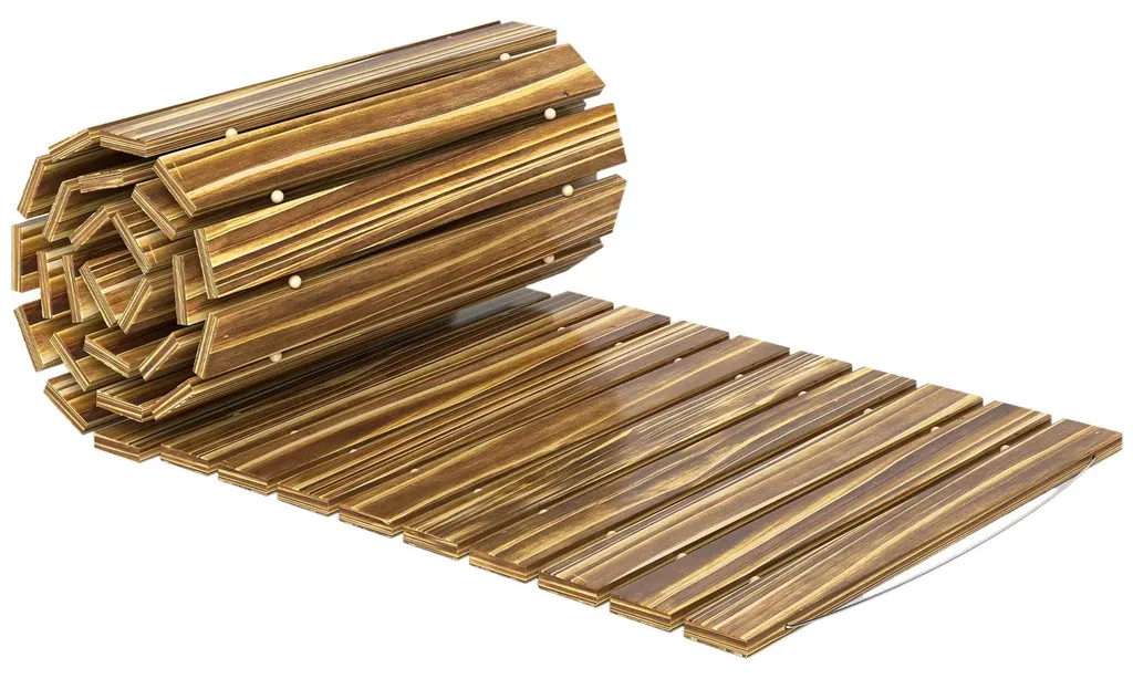 Passerelle de jardin anti-boue 120x38 cm bois carbonisé et acier durable