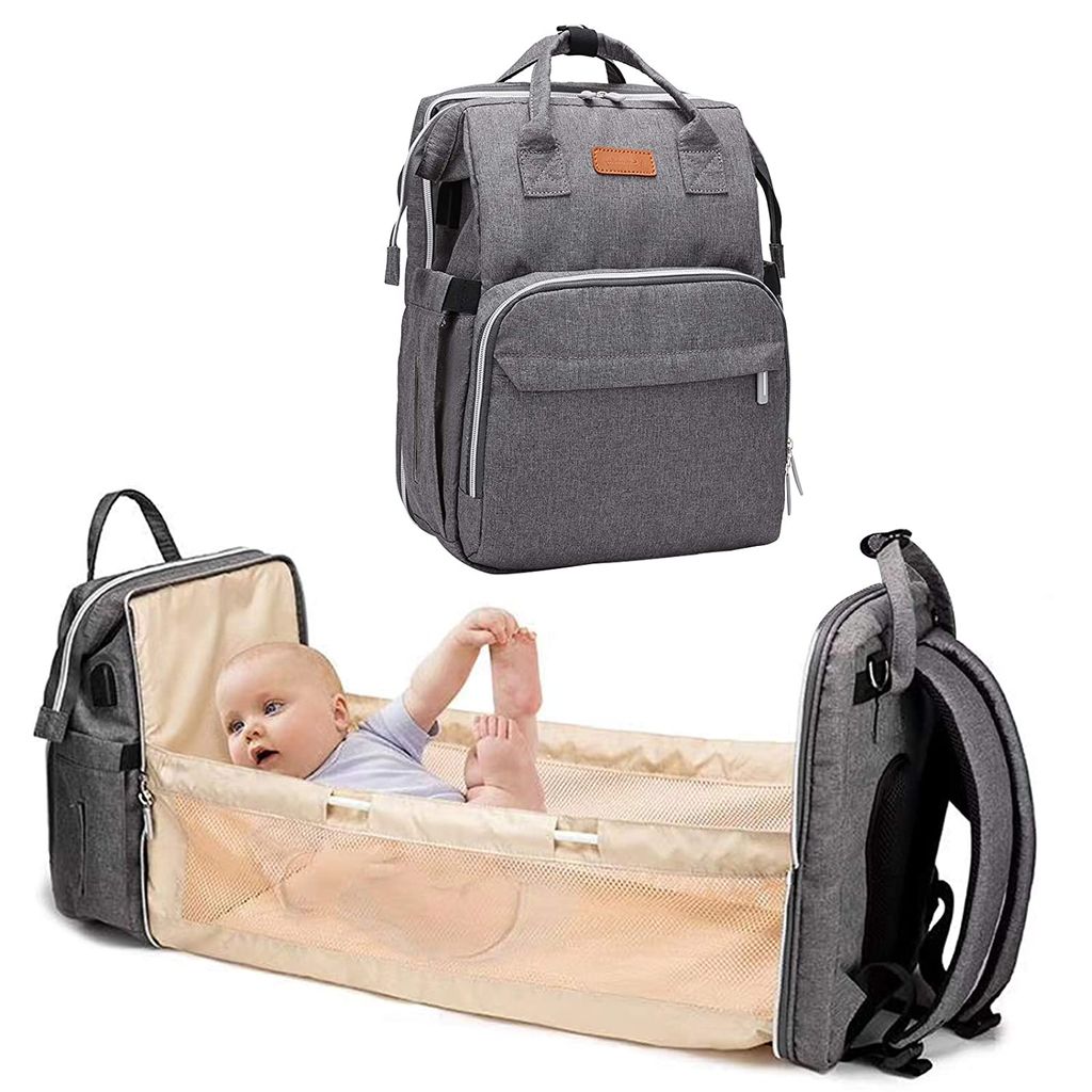 Baby Wickelrucksack Wickeltasche mit Faltbarer Babybett Babyrucksack Reisetasche 