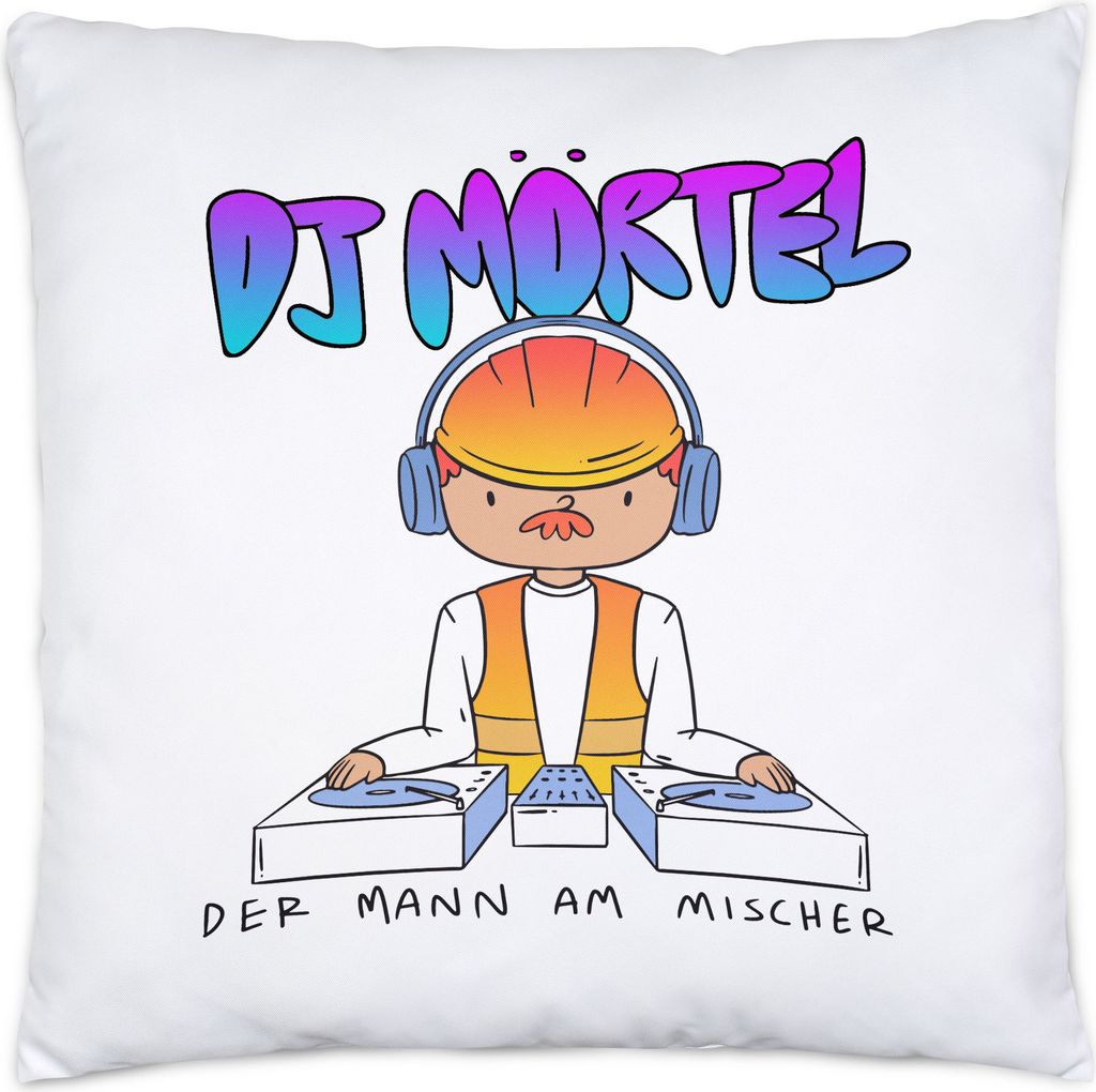 Dj Mörtel Der Mann Am Mischer Kissen Mauer Maurer Mauermörtel Sand Beton Fliesen Bauarbeiter Arbeit Mischer
