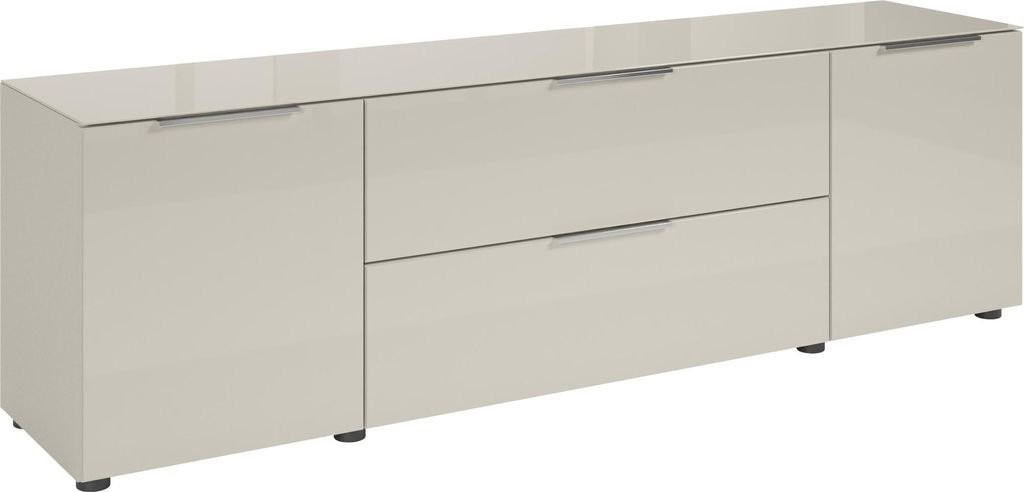 Lowboard >Santorin< Glasfronten, in Kaschmir - 180x55x40cm (BxHxT)