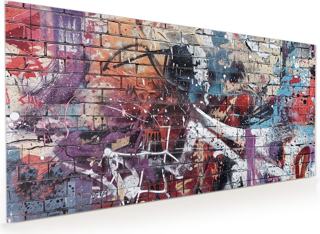 Küchenrückwand Spritzschutz Glas mit Motiv Graffiti- Mauer 40 x 40 cm