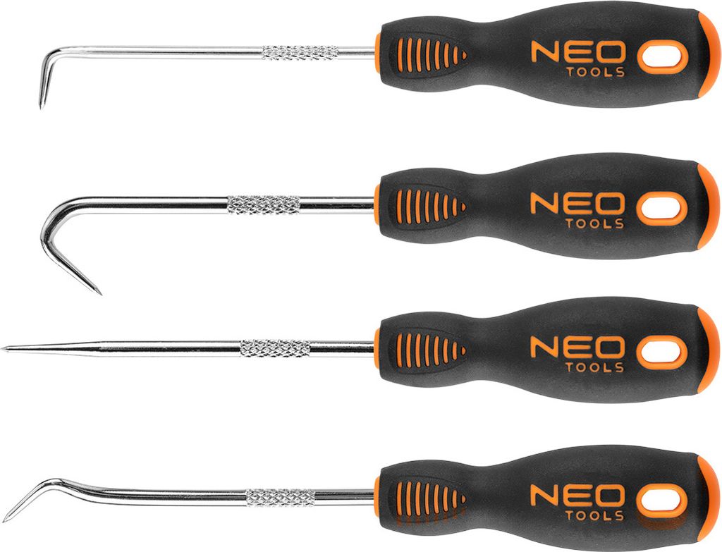 NEO TOOLS Haken 150 mm, Satz mit 4 Stück, CS-Stahl, dreieckige Stielform
