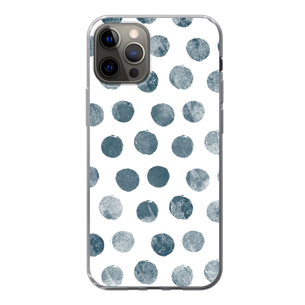 MuchoWow Handyhülle Schutzhülle Hülle für iPhone 13 Pro Polka dots - Grau - Weiß Silikon Softcase Handy Hülle - Handy-Tasche