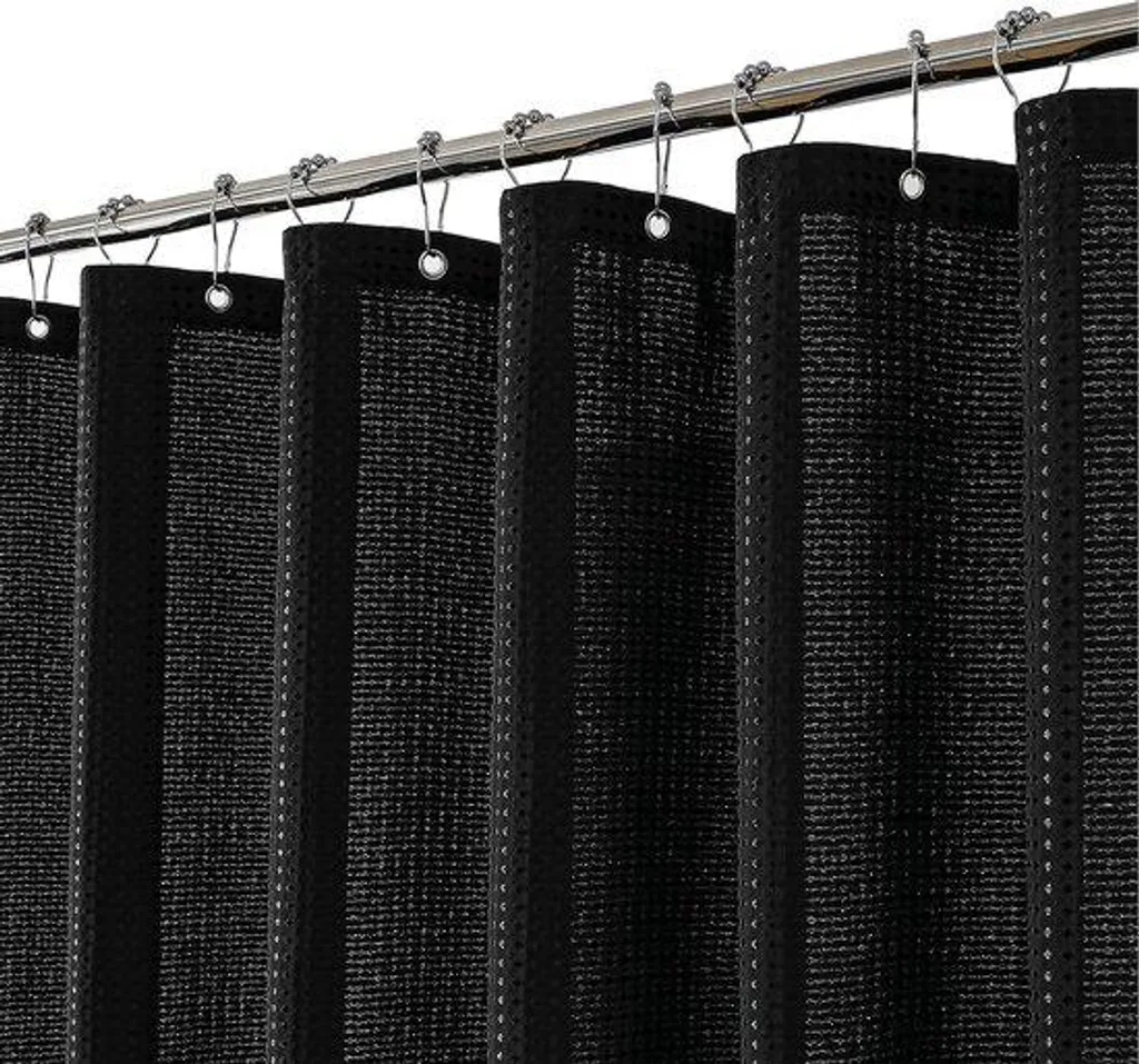 Rideau de douche noir gaufré 180x240 cm anti-moisissure et hydrofuge