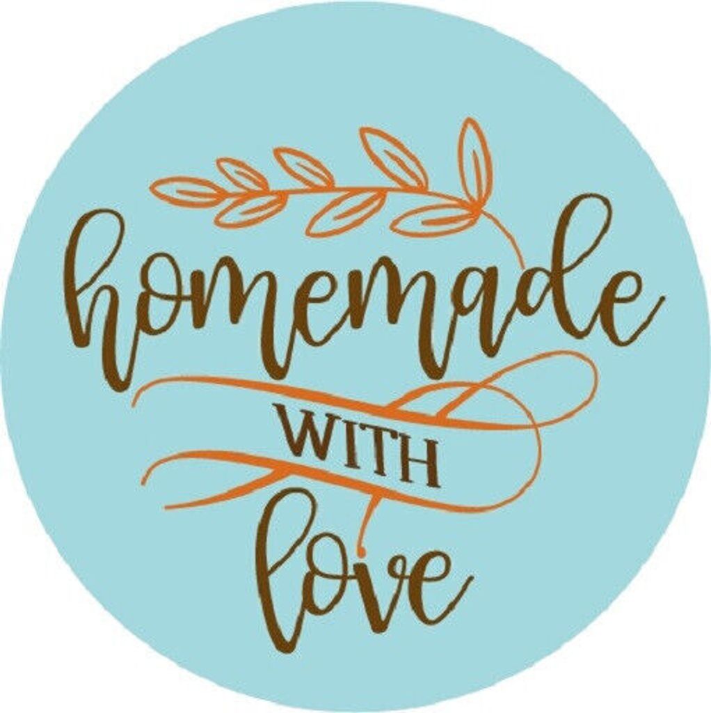 48x hochwertige Etiketten "homemade WITH love" rund hohe Produktbild 